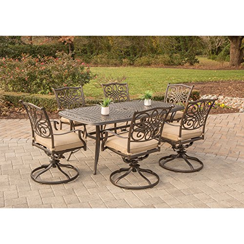Hanover TRADITIONS7PCSW-6 Traditions 7 Piece Dining Set with Six Swivel Chairs & A