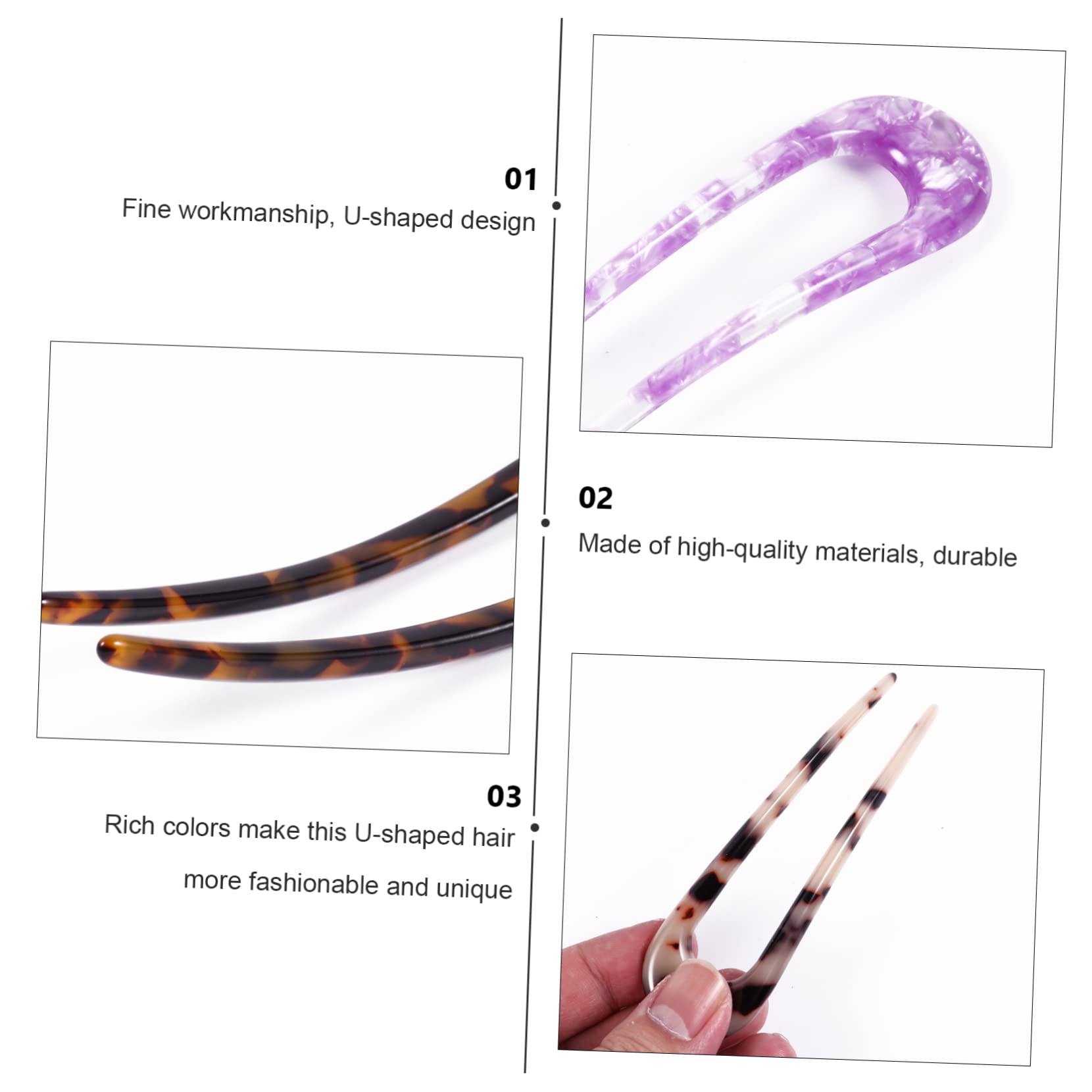Healeved 12stücke U-förmige Haarnadeln Acetat Wellenförmige Haarspangen Für Stilvolle Haarschmuck-accessoires Verschiedenen Farben Schildpatt Für Frisuren