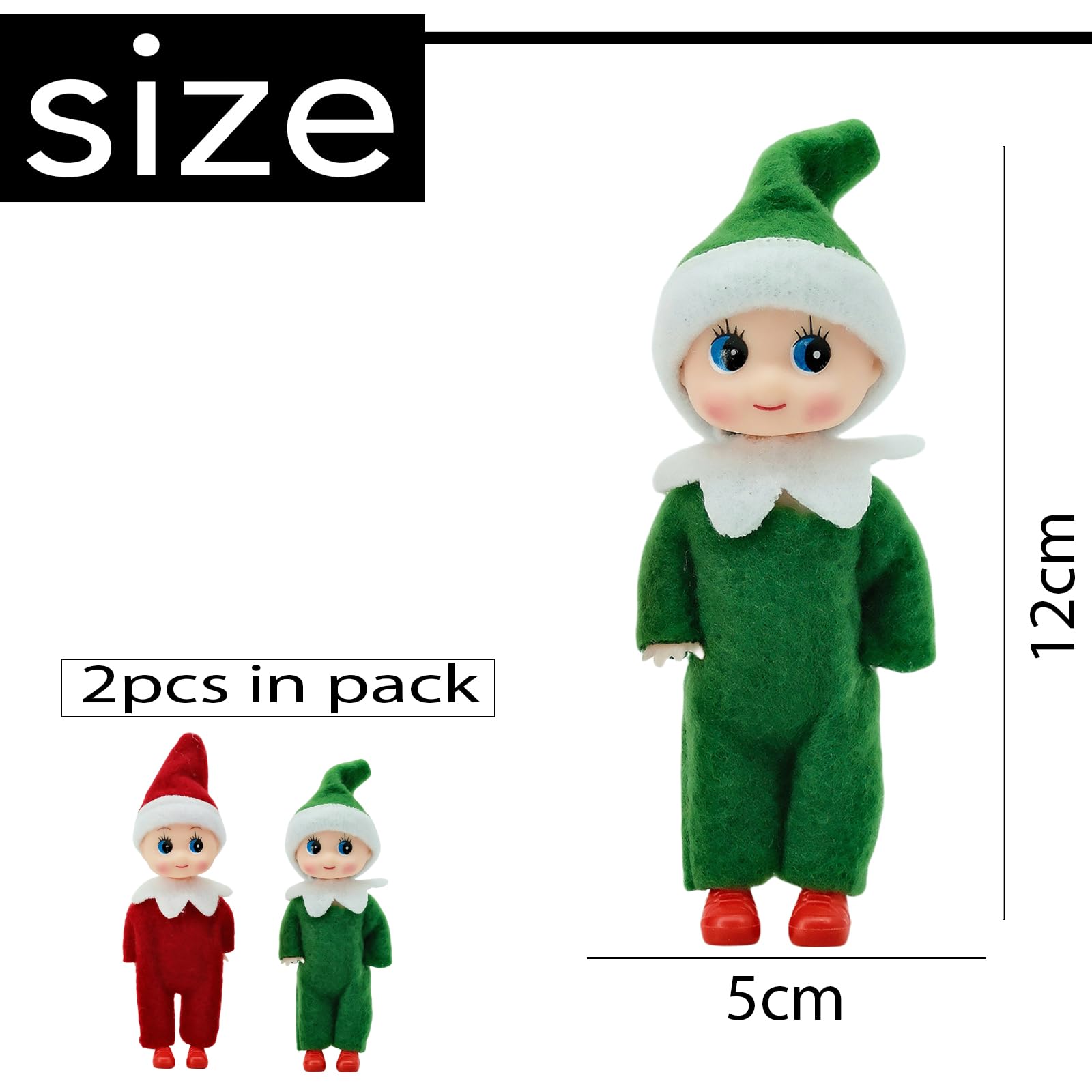 2pcs Christmas Elf Baby Twins Little Christmas Elves Christmas Tradition Mini Elf Baby Doll Christmas Accessory Tiny Elf Dolls for Boys&Girls Xmas Gift Advent Calendar Stocking Stuffers - Image 2