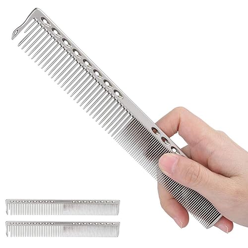 Peines de peluquería de metal, peines profesionales de acero inoxidable para peluquería, peine desenredante (plateado) disponible en Yaxa Venezuela