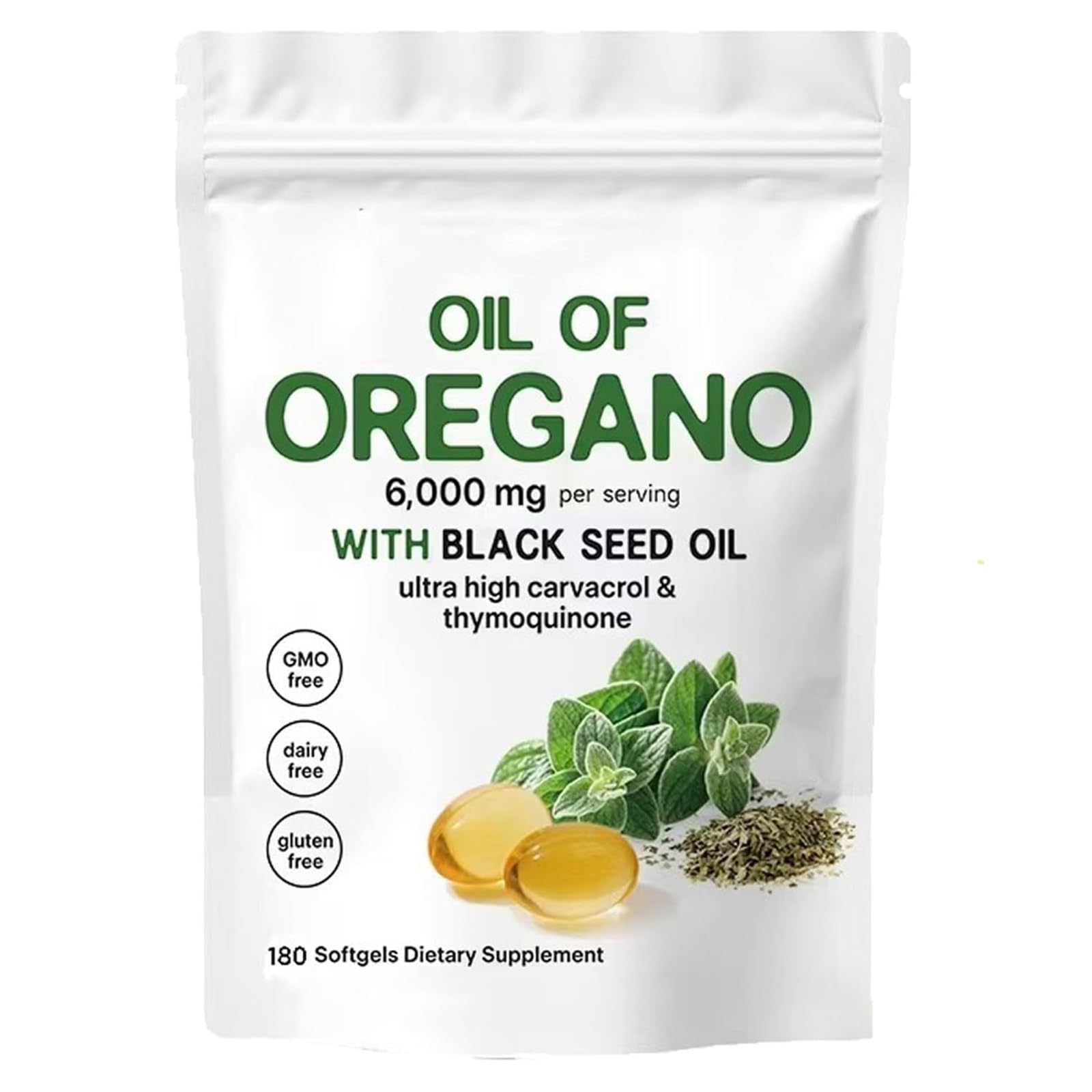 2026 Olio di Origano Softgels, Capsule di Olio di Origano con 6000mg Olio di Semi Nero, Esperienza Migliorato Benessere, Immunità Naturalmente, Ricco di Nutrienti, Facile da Deglutire