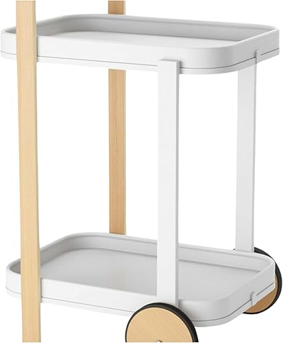 Miniatura 4 de Umbra Bellwood Carrito de bar y carrito de servir con almacenamiento, diseño versátil blanco-natural, estación de bebidas móvil para paquete de