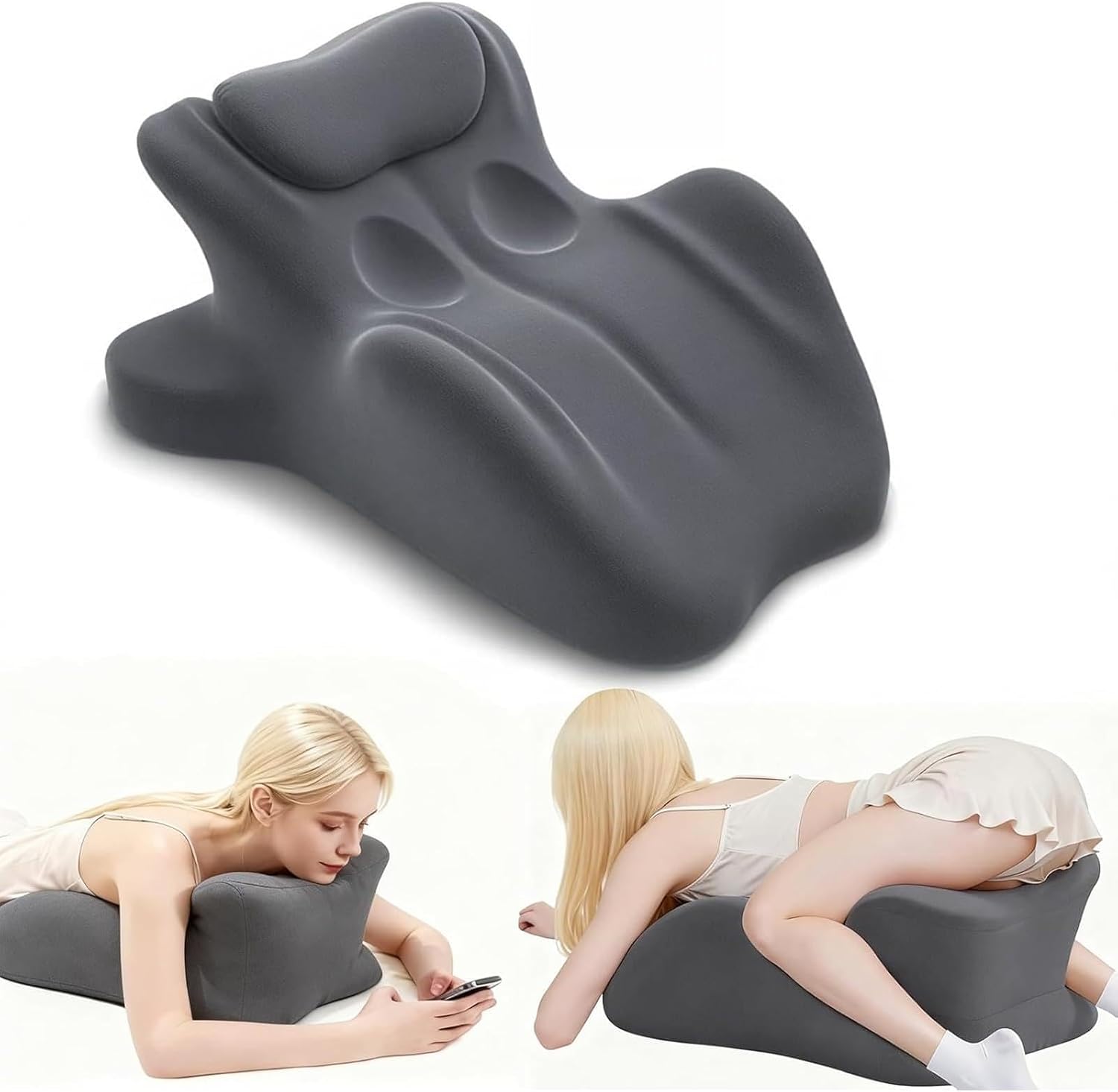 Couples Pillow, Sweet Spot Pillow, 27°Angle Perfect Position Wedge | PillowErgonomic Memory Foam Wedge Pillow, Multi-Functional Comfort Back and Prone Support Cushion for Bedroom Home (Gray)