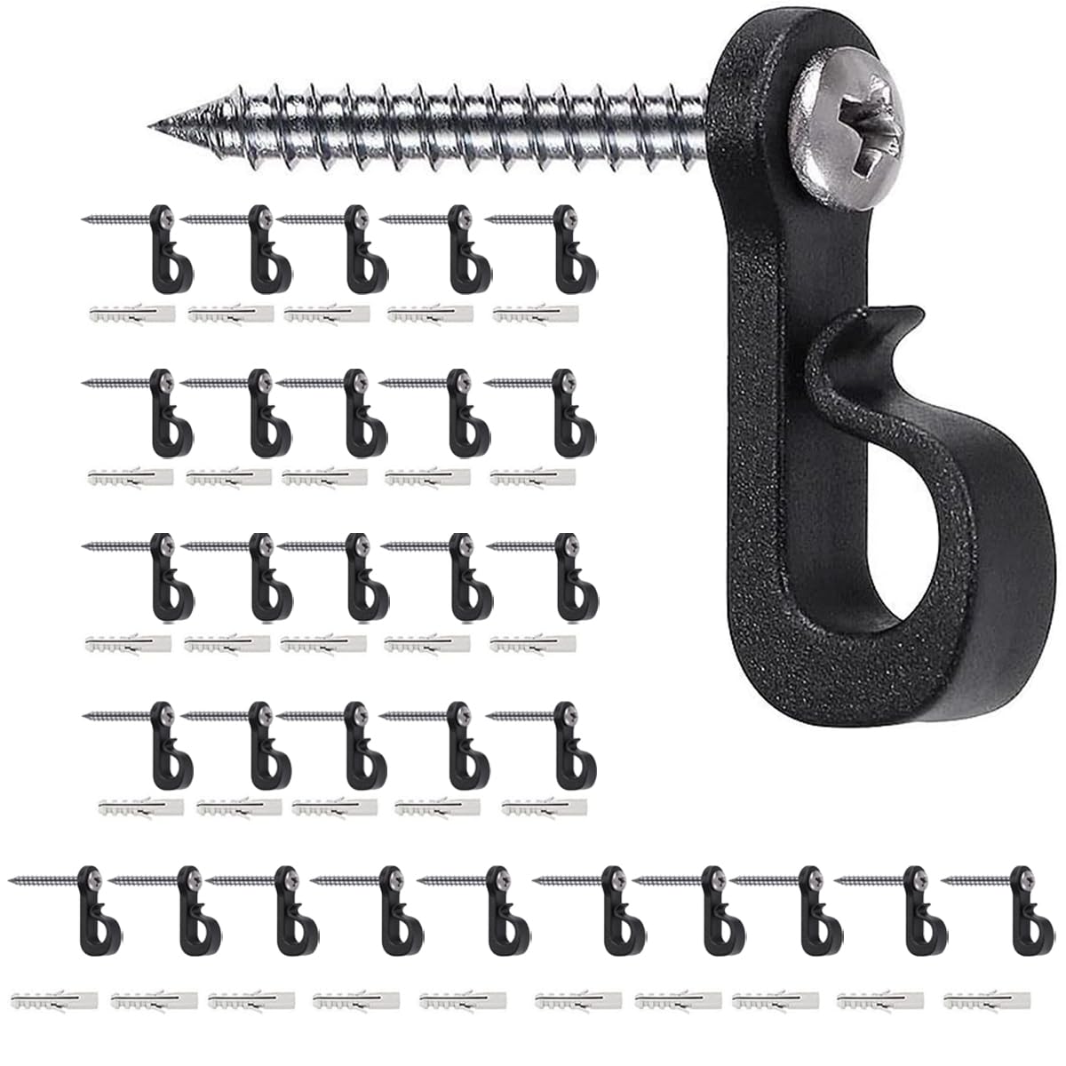 Uni-Fine Shop Black Uni-Fine 30-𝗣𝗮𝗰𝗸 Q-Hanger Screw In Hooks Indoor And Outdoor Home Christmas Lights Hanger Hooks Garage New Year Party For Outdoor String Lights
