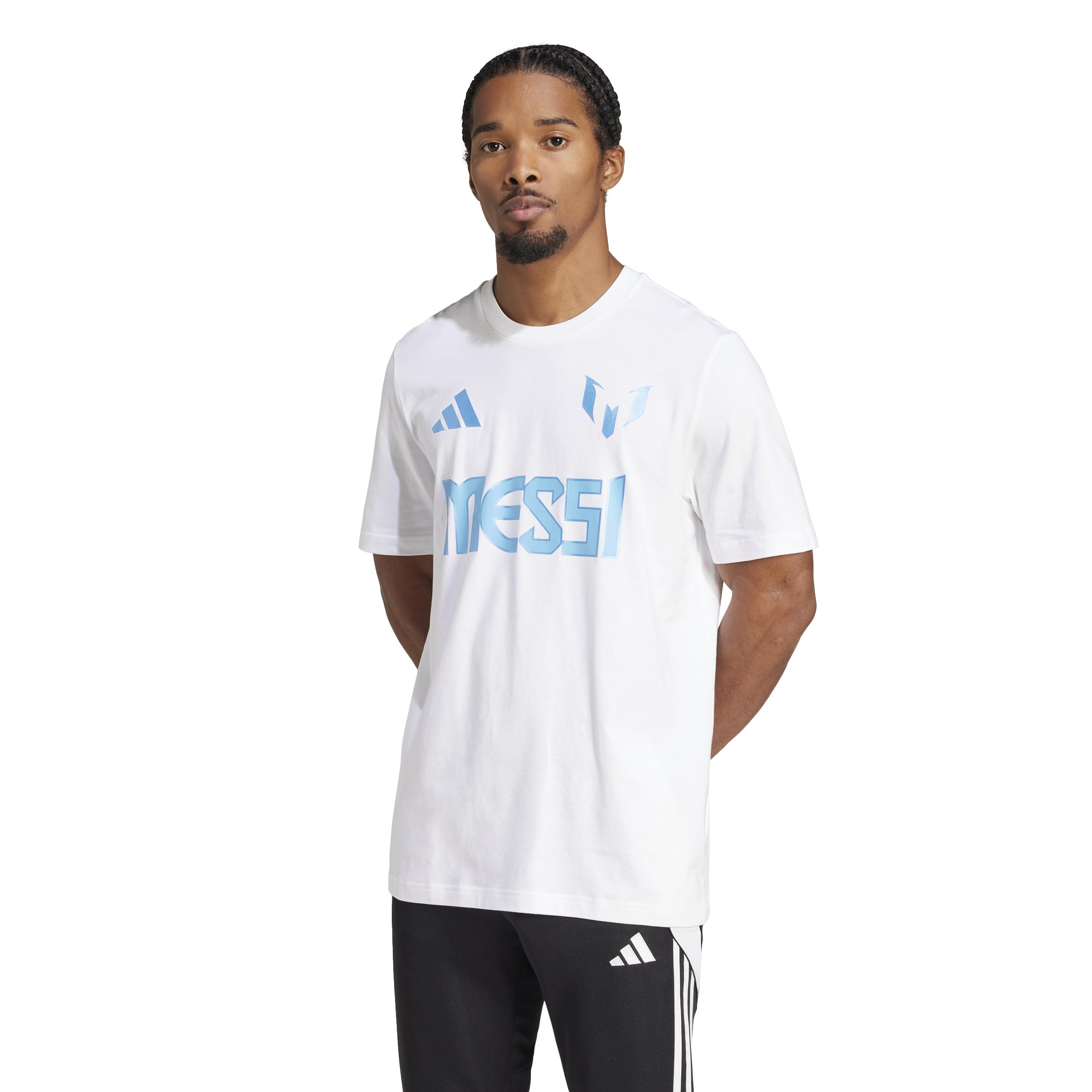 Adidas Men's White/Opulent Garden Messi T-Shirt, Medium