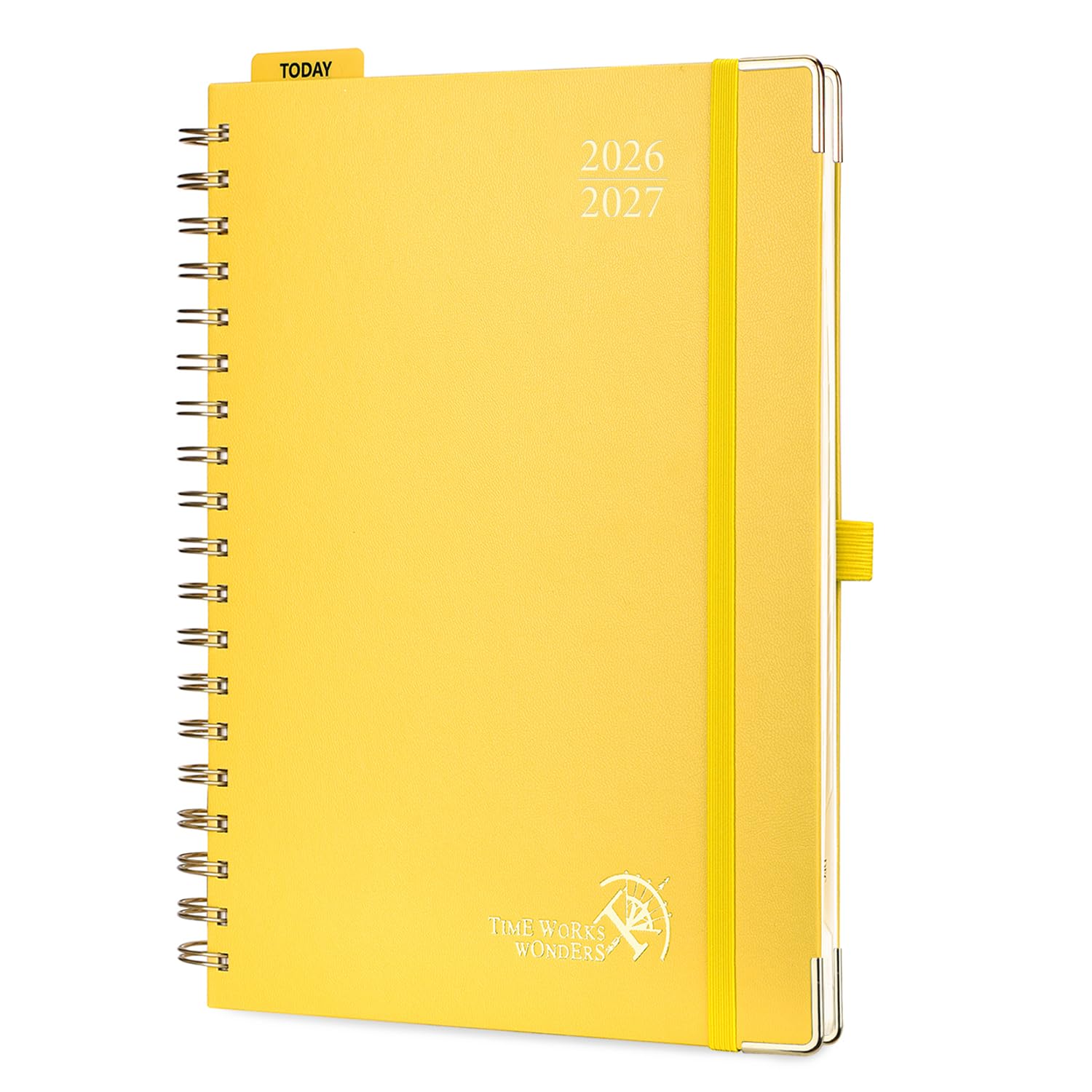 POPRUN 2026-2027 Academic Diary A4 Week to View Big Spiral 17 Months (Aug'26 - Dec'27) Vertical Academic 26/27 Weekly Hardback Planner(Light Yellow)