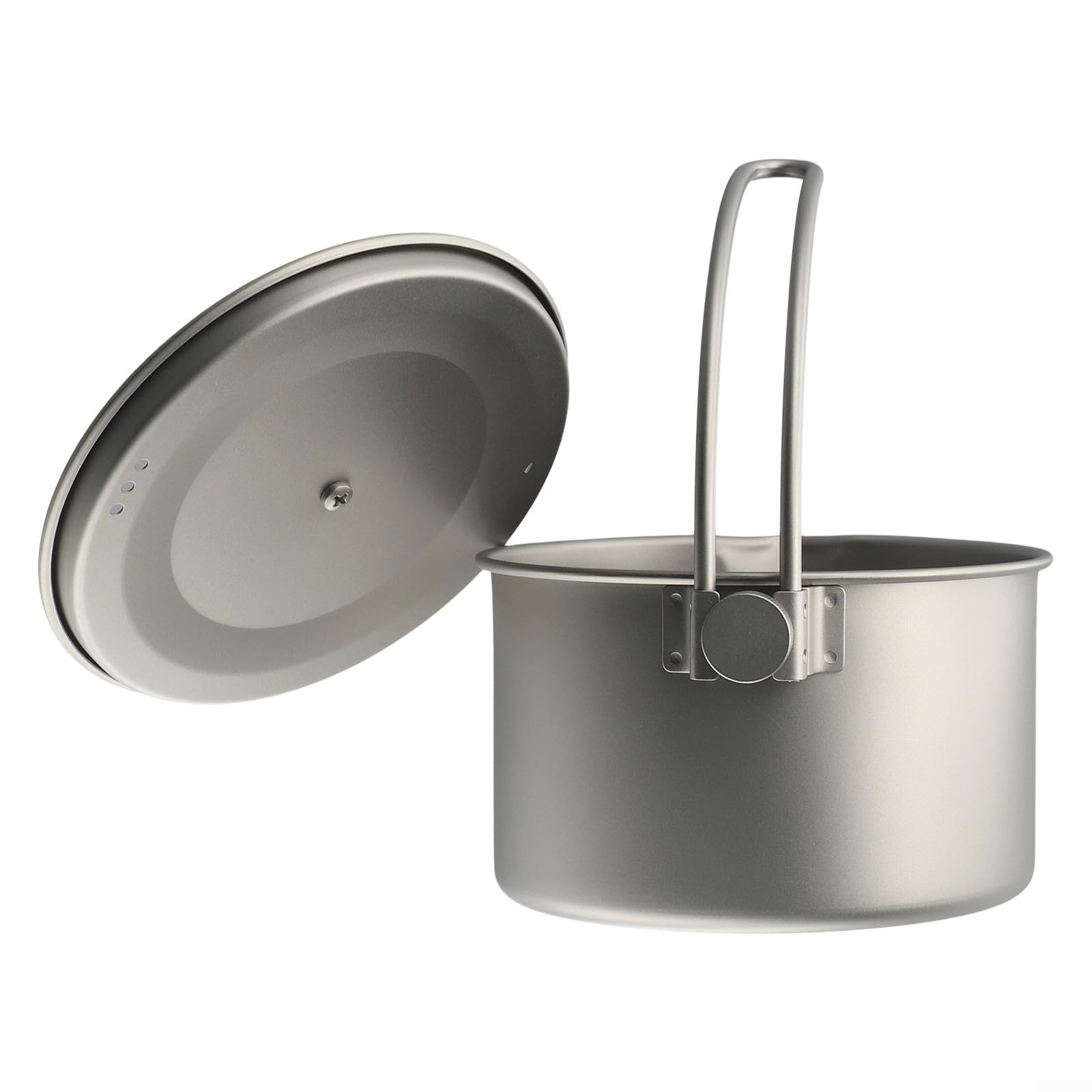 Olla de titanio para camping, olla colgante de 1,1 L con mango desmontable y bolsa de almacenamiento, para acampar al aire libre y senderismo