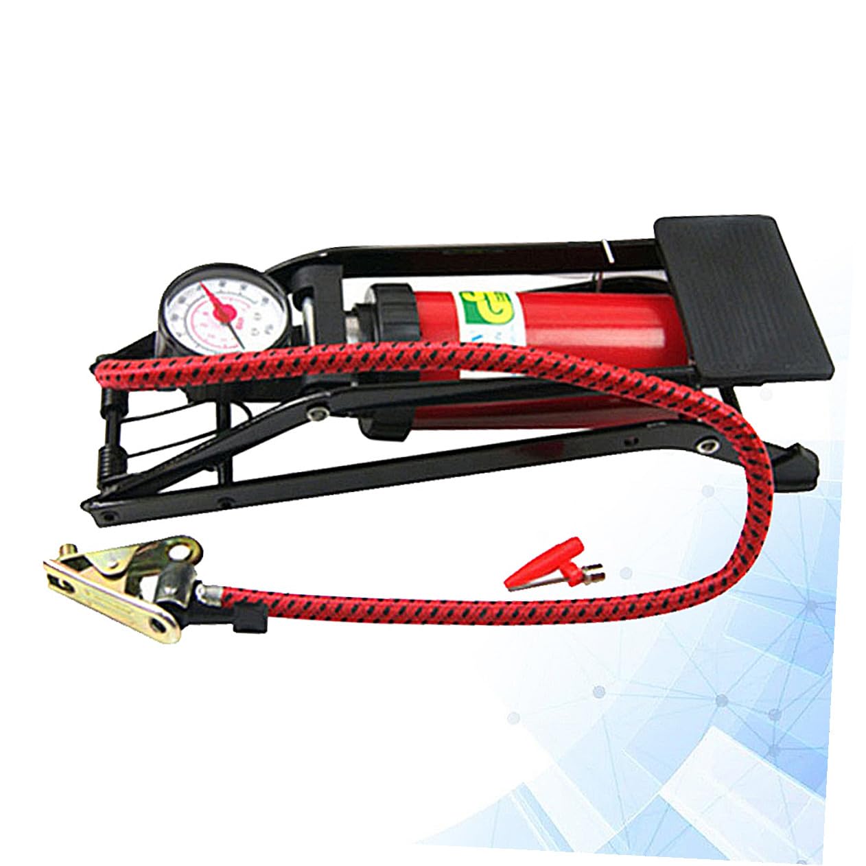 ifundom Hochdruck Tragbare Fußpumpe mit Manometer Rutschfestem Pedal Multifunktional für Auto Fahrrad Motorrad und Gummi Boote Praktische Reifenfüllpumpe für Unterwegs
