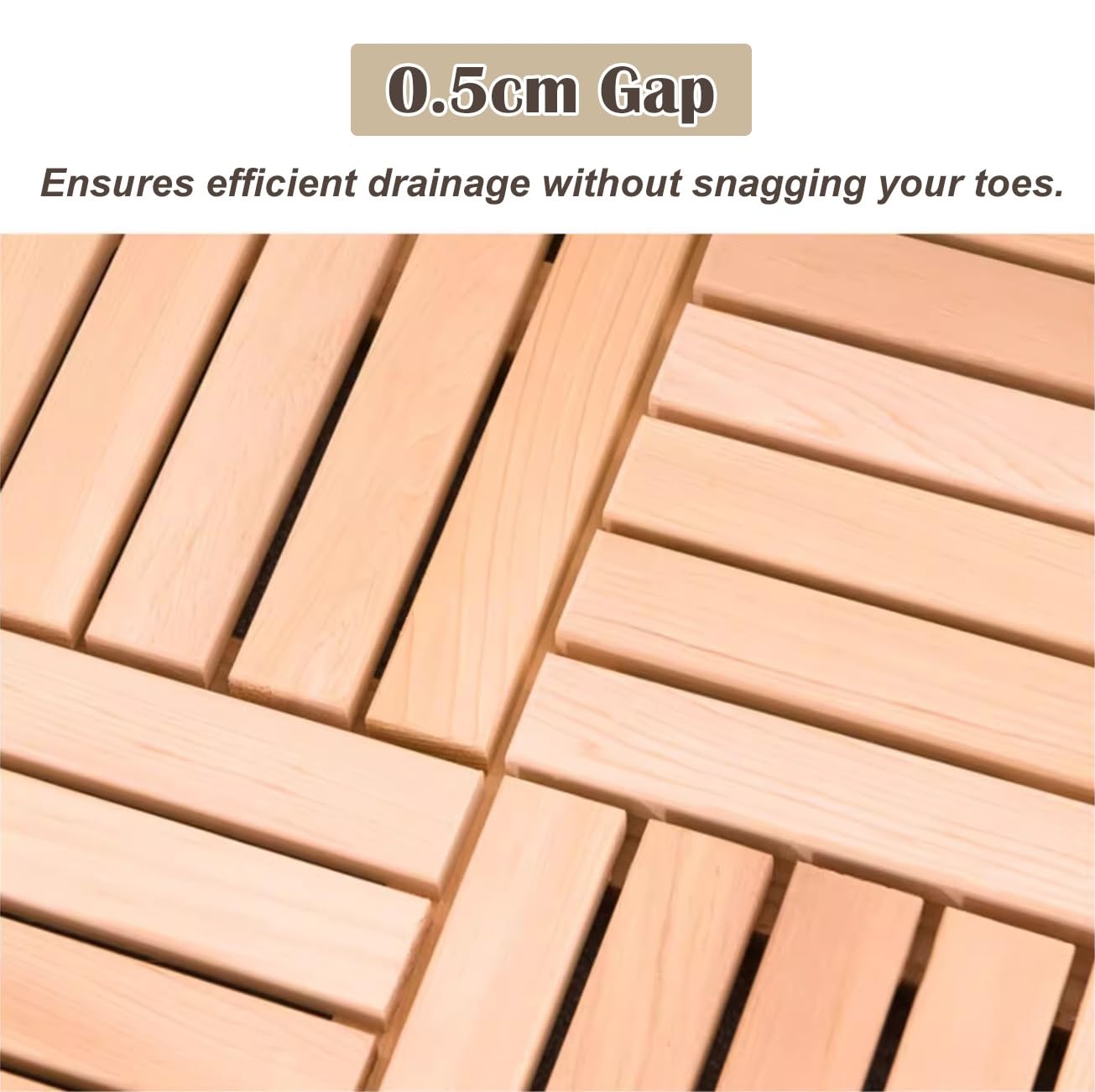 Quadrato Pedana Doccia Antiscivolo per Il Bagno, Lusso Pedana Doccia in Legno Massiccio (Non Verniciato), Pesante Pedana Doccia Legno con Cuscinetto in Gomma Antiscivolo(50x50cm)