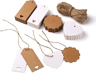 200 PCS Kraft Gift Tags with Strings Paper Name Tags White Gift Tags Brown Price Tags Name Tags with Jute Twine for Gift Wrapping