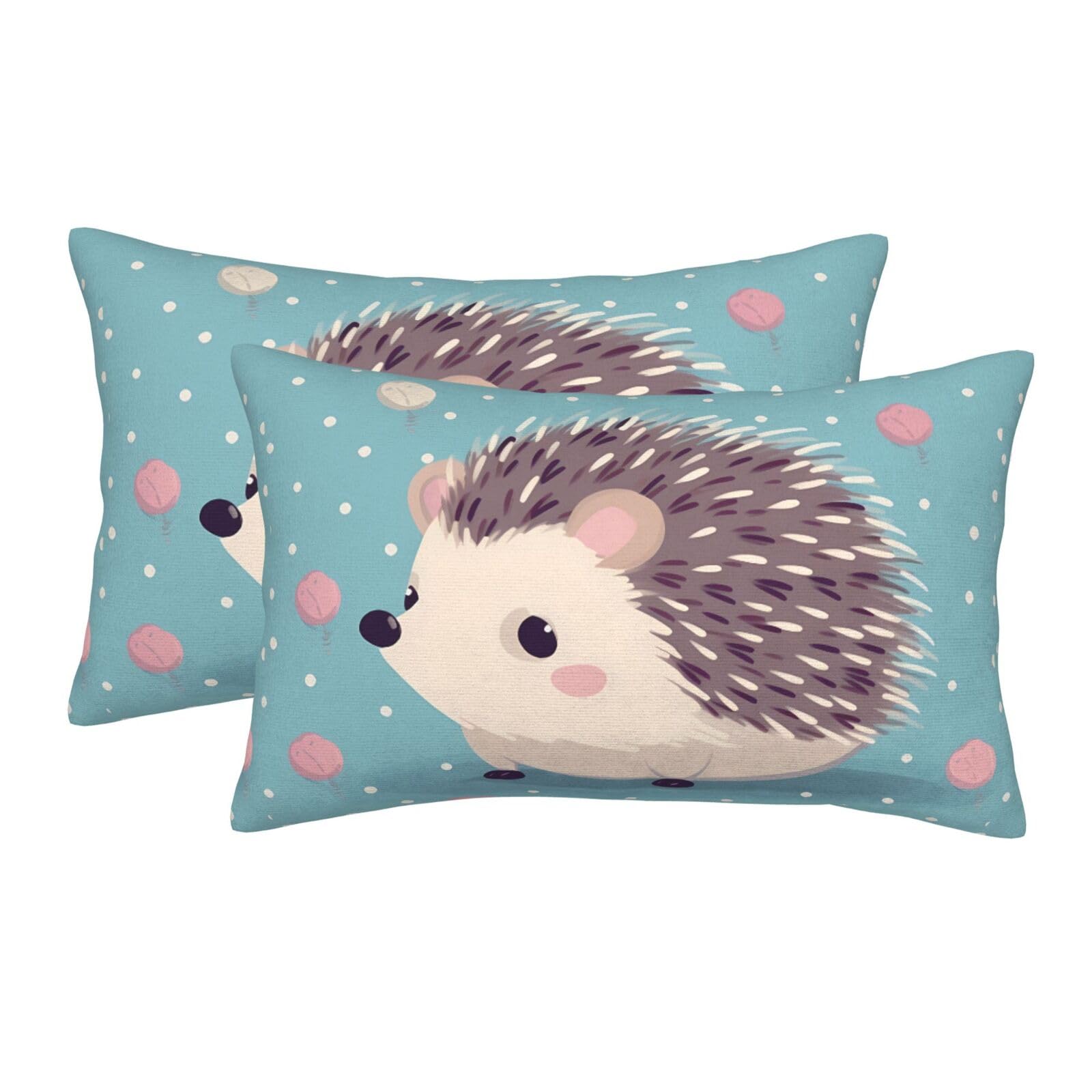 2 Pack Pillow Cases with Hidden Zipper, Soft Breathable Pillow Covers for Hair and Skin, Hedgehog Polkadot Pillowcases 20"x30" Bed Pillow Protectors Cover for Sleeping Gifts
