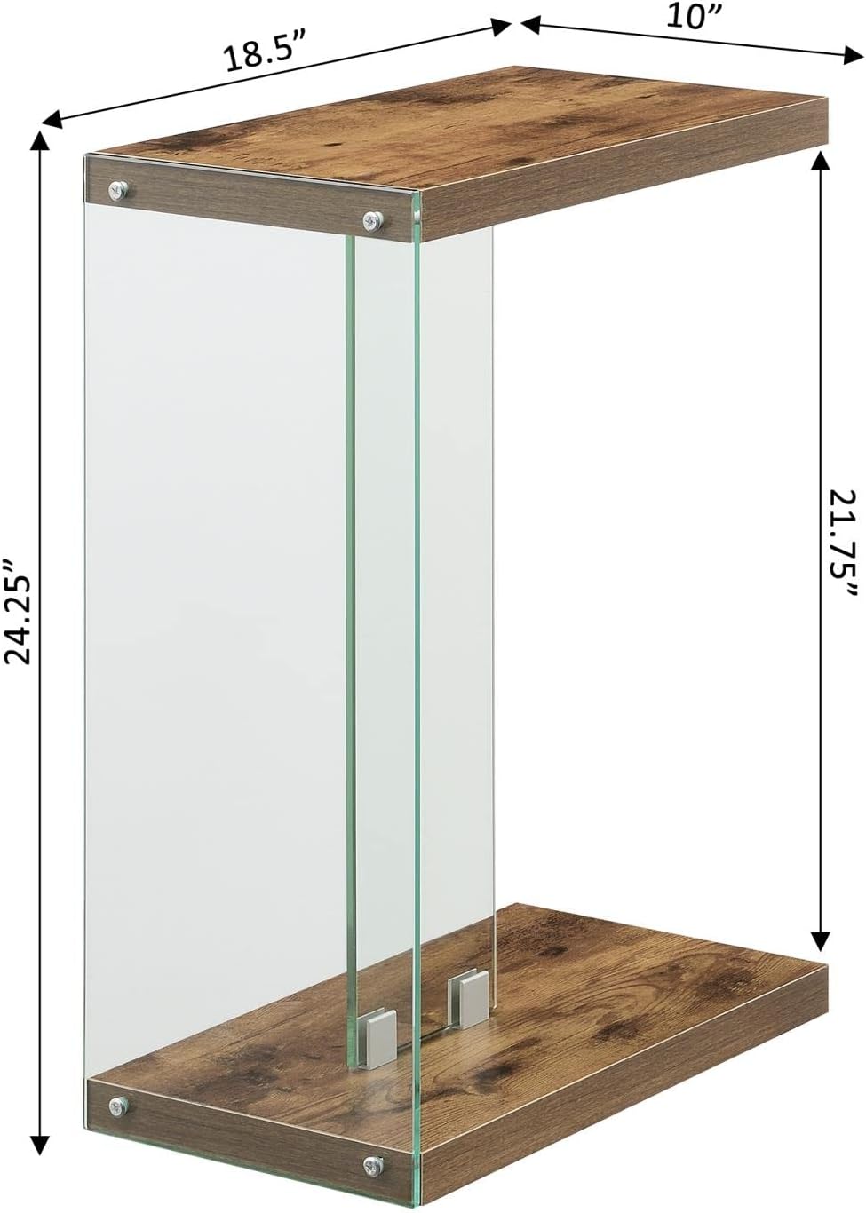 Barnwood and Glass C End Table with Floating Shelf