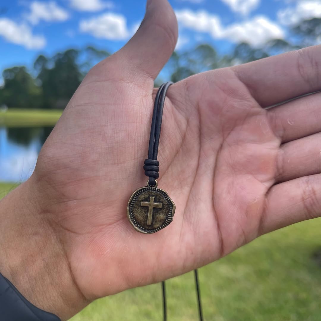 Cross Necklace Mens - Men Cross Coin, Religious Pendant, Medallion Necklaces, Christmas Gift, Catholic Pendant, Christian Charms, Women Gifts to Husband, Cute Crosses - Image 7