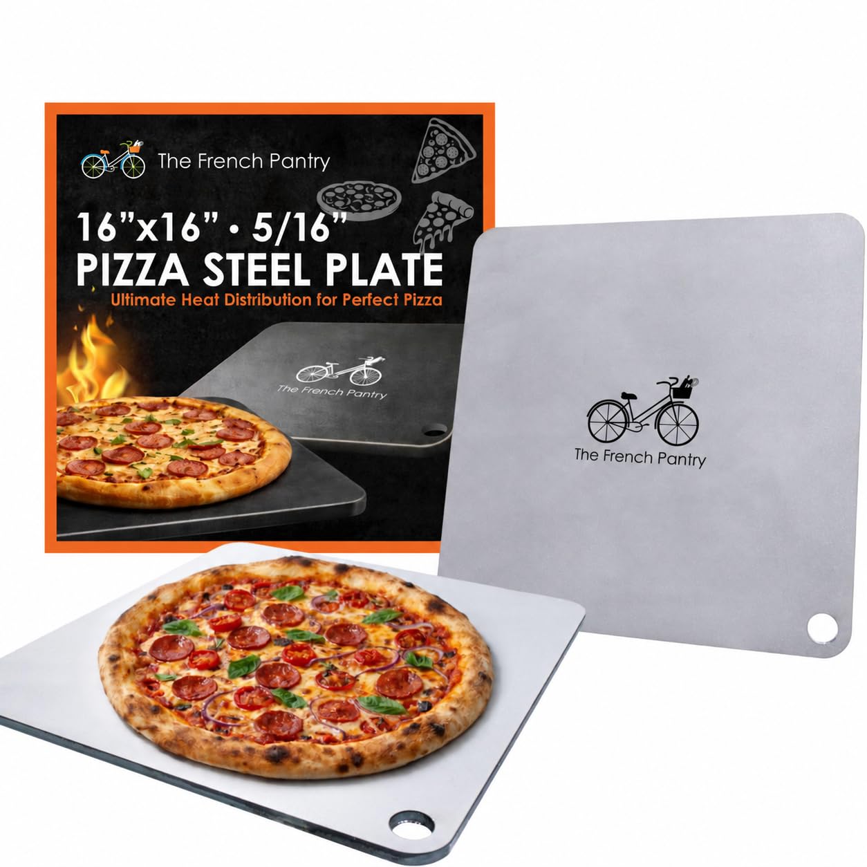 Acier à pizza de 40,6 x 40,6 cm, épaisseur de 1 cm pour pizza faite maison et plus encore, acier de cuisson multifonction pour fours et grills, fabriqué aux États-Unis