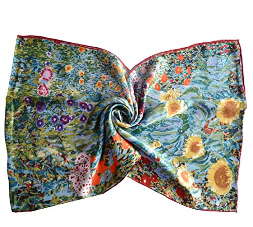 Van Gogh and Claude Monets Paintings, Fashion Silk Scarf Premium Shawl Wrap Art (Van Gogh - Starry Night)3