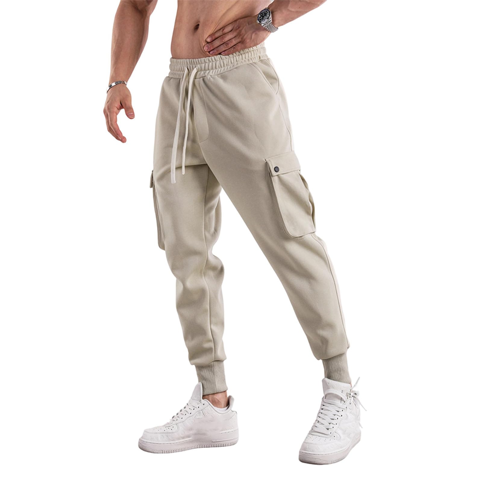 Sweathose Stretch Schlupfhose Lange Sporthose Trainingshose Männer Hosen mit Gummizug Streetwear Hose Sportlich