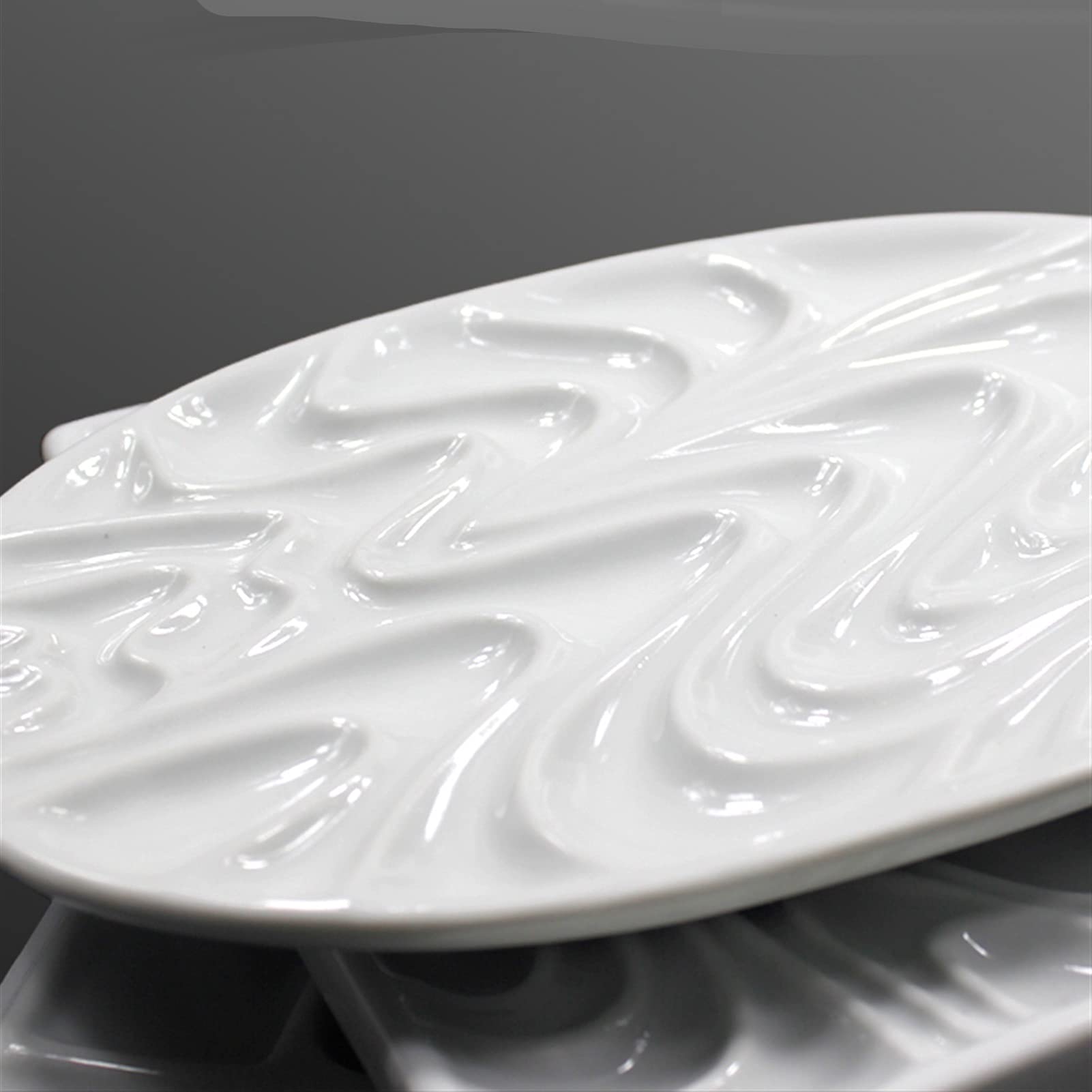 Paleta de acuarela de cerámica, paleta rectangular en forma de flor de rosa, paleta de pintura de acuarela adecuada para enseñar (28 agujeros redondos)
