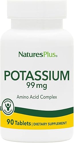 Nature's Plus Potasio 99 mg, 90 tabletas – Apoya el equilibrio saludable de electrolitos y el bienestar general – Sin gluten, vegetariano – 90