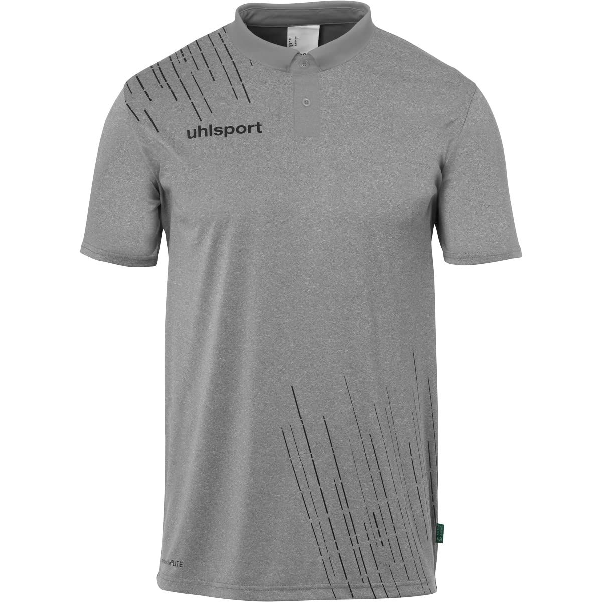 uhlsport Boys Sports Polo Shirt, Dark Grey Melange/Black, 14 Years