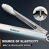 Vista 4 de Pinzas para Cocinar - Pinzas de Cocina Totalmente de Metal Resistentes al Calor 600 Grados Fahrenheit, Pinzas de Acero Inoxidable con Cierre, Para