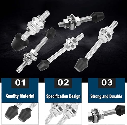 Miniatura 5 de 10 piezas de montaje de tornillo de abrazadera de palanca de acero al carbono M5x49mm, abrazadera de cabeza de goma negra de liberación rápida,