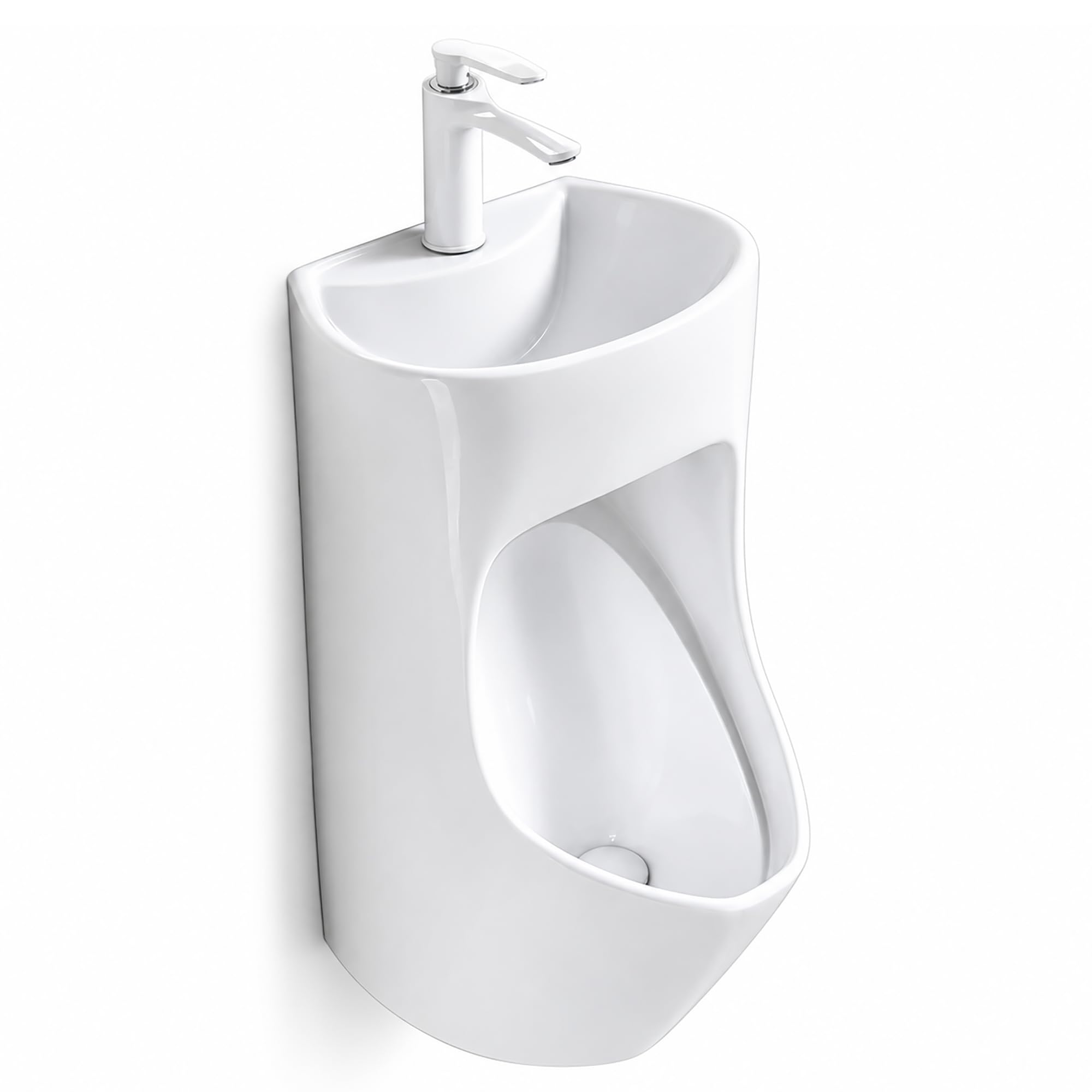 Orinatoio in Ceramica con Lavabo per Uomo, Modello a Parete 2 in 1