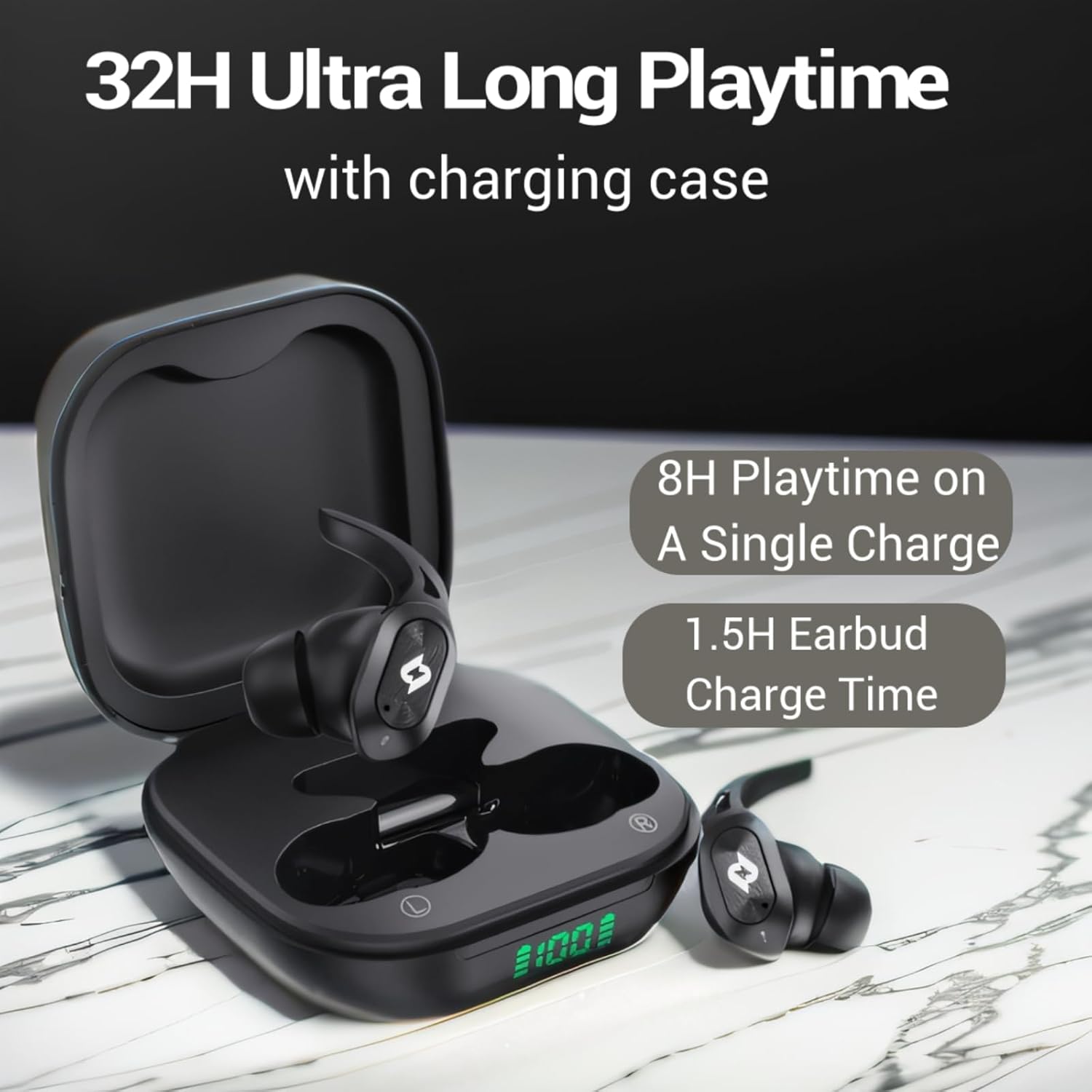 Wireless Earbuds Bluetooth Earbuds Wireless Charging Case Waterproof Headphones Built in Microphone Stereo Bass 64H Playback LED Power Display for iPhone Android Phones Computer Sports Gaming Workout - Image 3