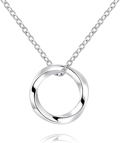 JXJL Collar circular para mujer, plata de ley 925, delicado círculo de la vida Mobius de eternidad, regalo para mujeres y niñas