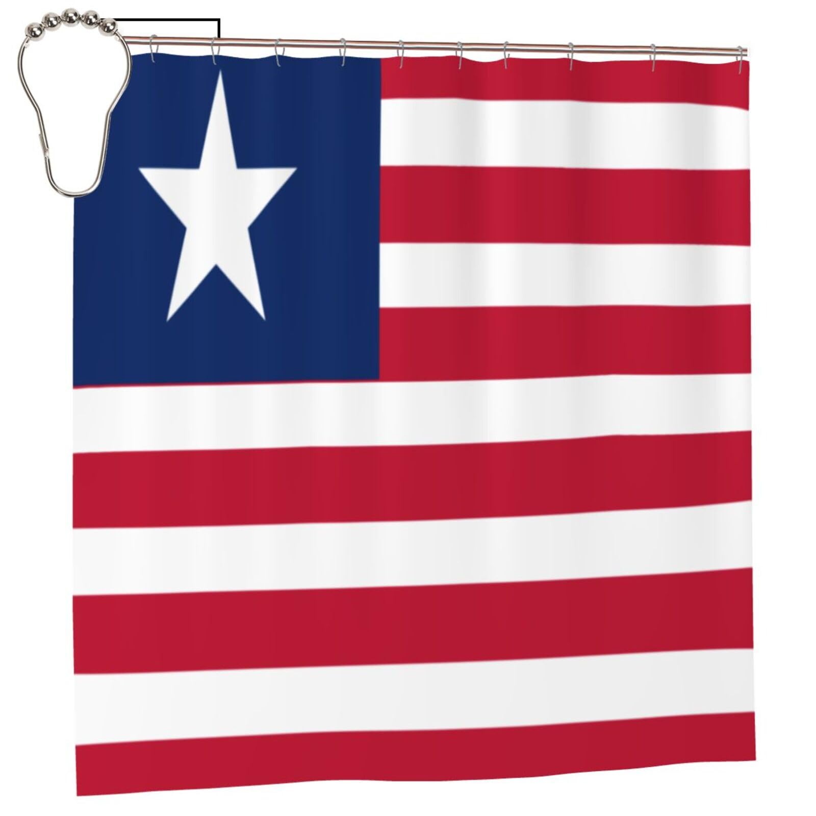 Klgrtjhk Iron Liberian Flag Shower Curtain 72X72in Bathroom Curtain﻿