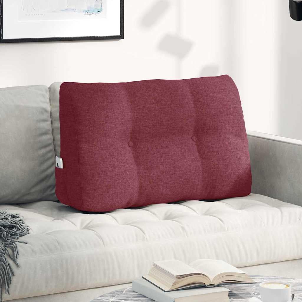 Cojín de espalda rojo vino 80 x 24 x 50 cm, tejido ergonómico, cojín trasero ergonómico para un mejor agarre y comodidad, funda aterciopelada con cremallera, relleno de poliéster para una