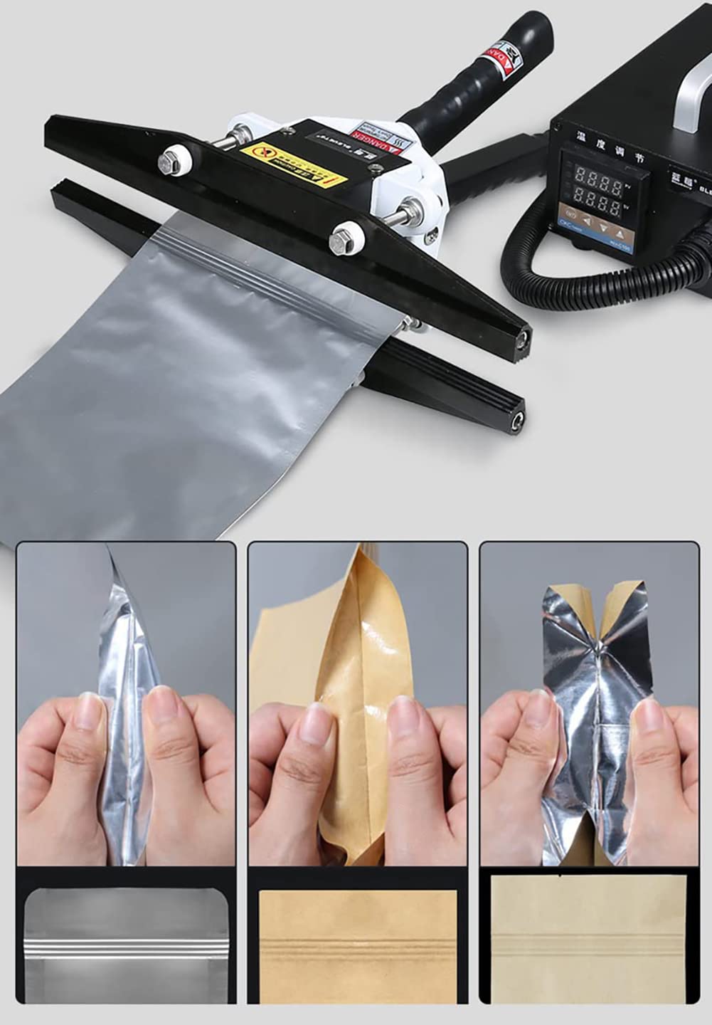 Sigillante a caldo portatile, larghezza di tenuta 10 mm, attrezzatura portatile per sacchetti di carta kraft, in Mylar, alluminio, cellophane, ideale per imballaggi e conservazione di alimenti