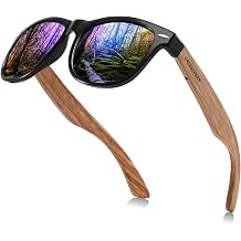 Polarised Wooden Sunglasses Men Women for Driving Hiking | UV400 Protection;Glare-Reducing;Lightweight;Flexible Spring Hinges;Handcrafted Wooded Temples for Driver Hiker Tourist