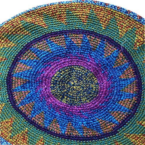 EXTRA Large Tam Beret Slouchy Cap Hat Crochet 100% Natural Cotton Flowertone Star Pattern