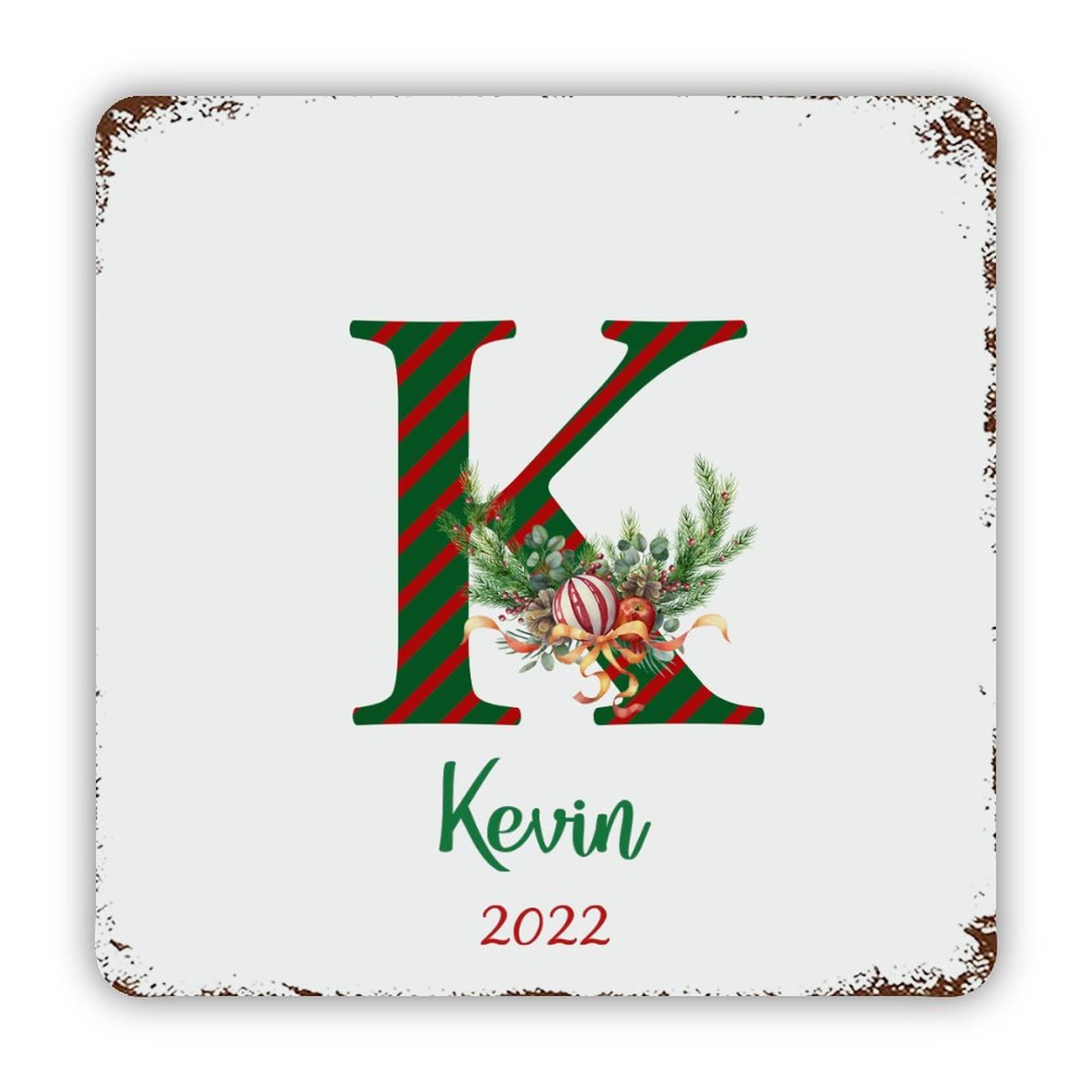 ENEDNATE Personalized Name Custom Initial Letter K Aluminum Tin Sign 12x12 Inch Waterproof Vintage Metal Sign for School Office Classroom Gate Garage Garden Home Wall Decoration Housewarming Gifts