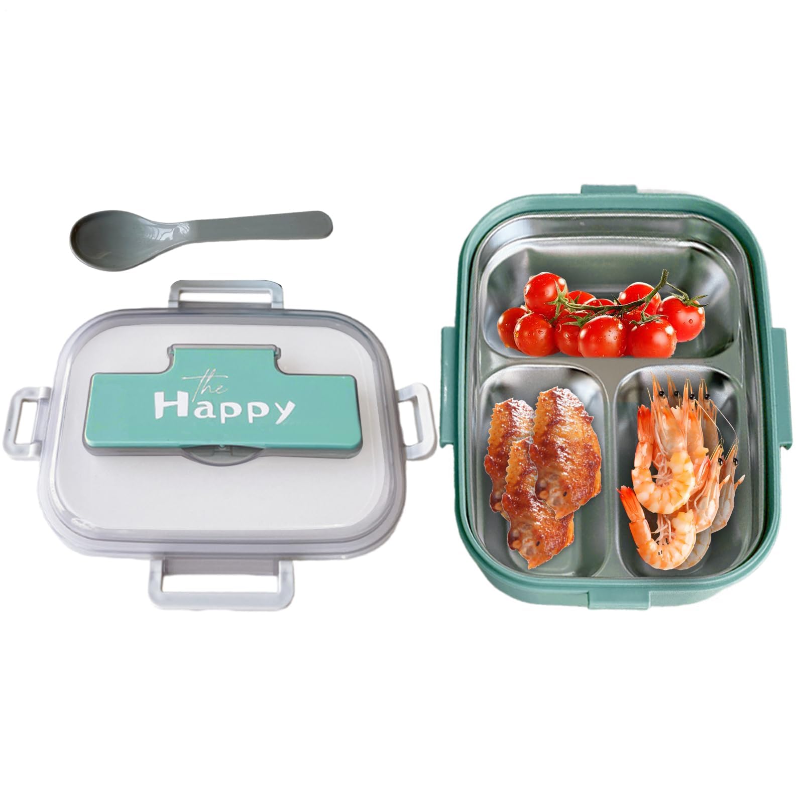 Fiambrera Infantil, Recipiente para Aperitivos, Almacenamiento de Alimentos de 3 Compartimentos, diseño a Prueba de Fugas