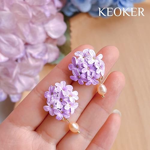 Miniatura 6 de Keoker Moldes para aretes de arcilla polimérica de lavanda, cortadores de pétalos y moldes para hacer joyas, perfectos para amantes de los aretes,