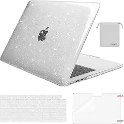 MOSISO Capa compatível com MacBook Air de 13,6 polegadas versão 2022 A2681 com chip M2 e Touch ID, capa rígida de plástico brilhante com glitter brilhante, capa de teclado e protetor