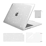 MOSISO Compatible with MacBook Air 13 inch Case 2025 2024 2023 2022 M4 A3240 M3 A3113 M2 A2681, Sparkly Glitter Hard Shell&Keyboard Cover&Screen Film&Pouch for MacBook Air 13.6 inch Case, Transparent