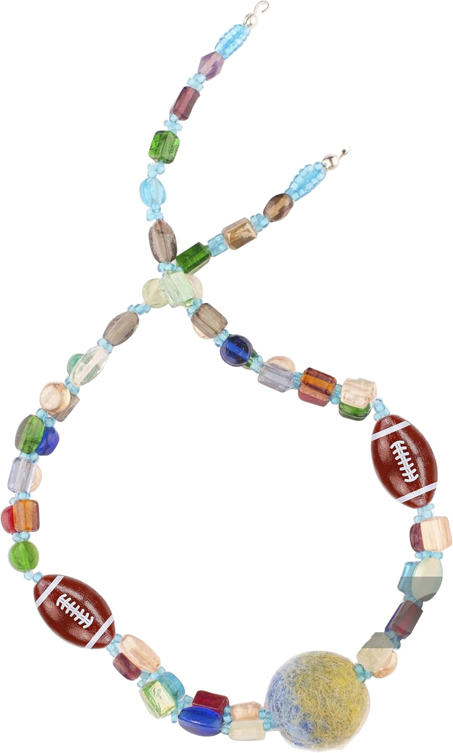 50 Pcs Football Beads for Bracelets, 30mm/1.18 inch Rugby Wooden Charms 3.3mm Hole, Rustic Wood Sport Spacer for Handmade DIY Crafts, Keychain, Home Decoration