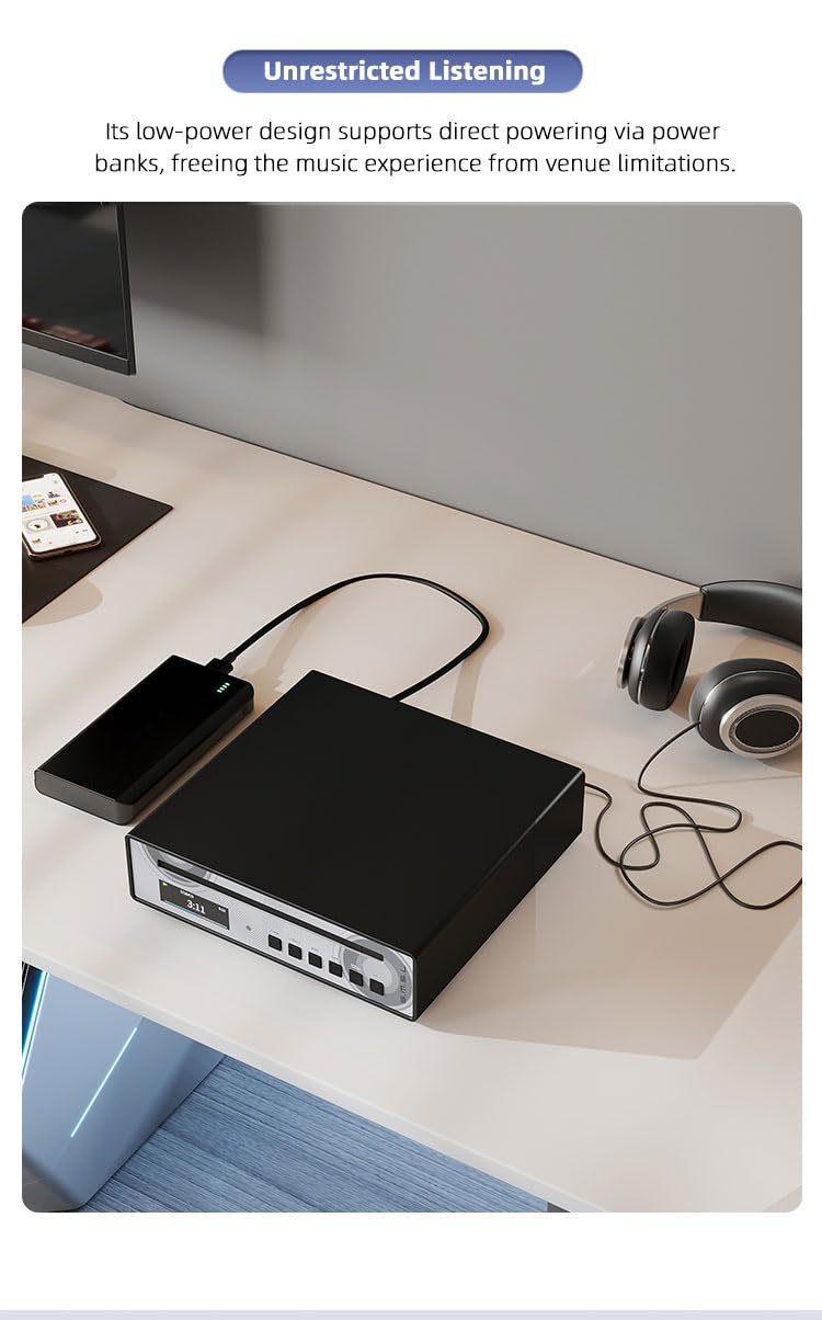 SMSL PL100 PRO wielofunkcyjny odtwarzacz CD, 2 x wysokiej klasy chipy DAC CS43131, obsługuje bezstratne odtwarzanie MQA z pilotem zdalnego sterowania (czarny)