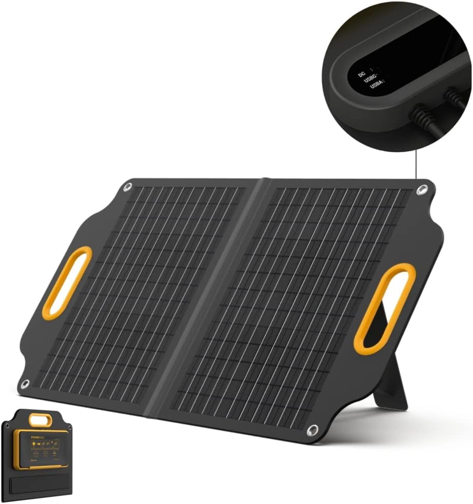 Powerness 40 Watt Portable Solar Panel with Patented LCD Digital Window, Solar Charger for