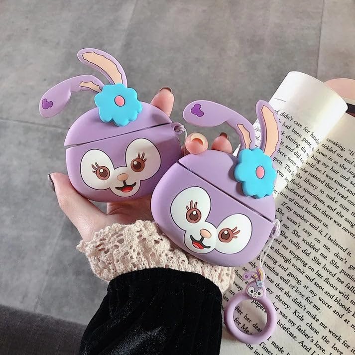 Image of Cartoon Silicone Case Compatible with Apple AirPods Pro 2 Case Cover - Cute 3D Shockproof 360 Protective Skin Cover with Keychain | AirPods Pro 2nd Gen Case (Rabbit)