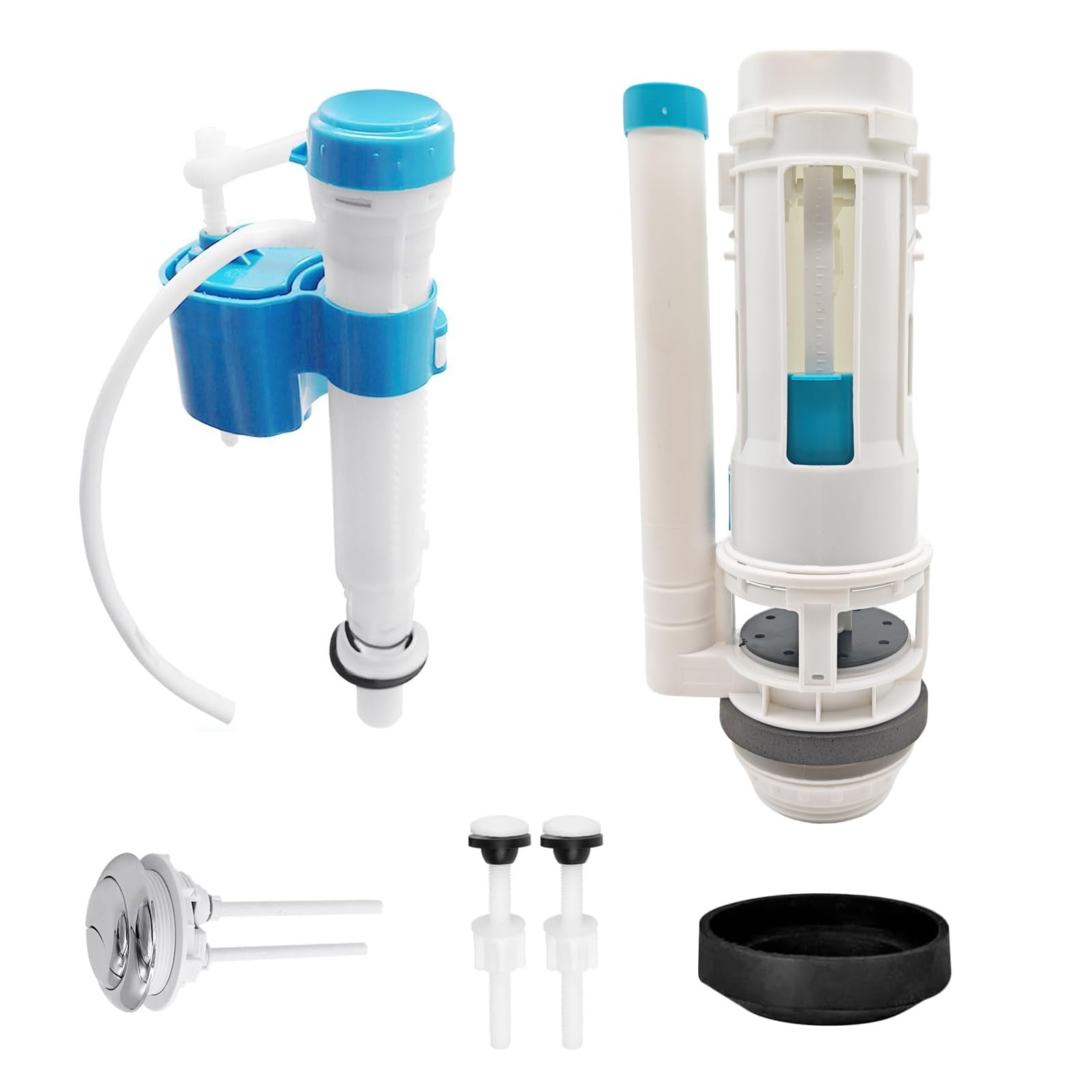 Toilet Flush System Replacement, Dual Flush Fill Toilet Cistern Kit, Push Button Toilets Flush for Close-Coupled WC, Adjustable Flush & Water-Saving, Suitable for All Kinds of Toilets