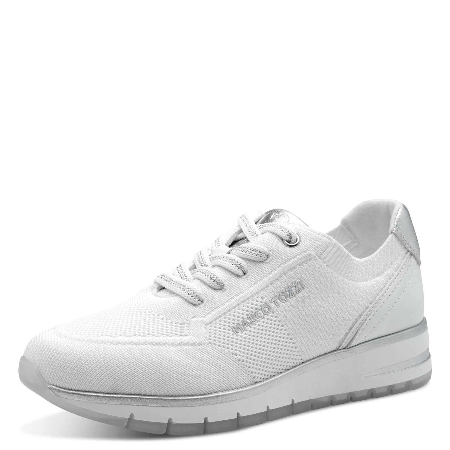 MARCO TOZZI Women Sneakers Soft Feel Me Removable Footbed Soft Lining Vegan Modern, White (White Comb), 4.5 UK