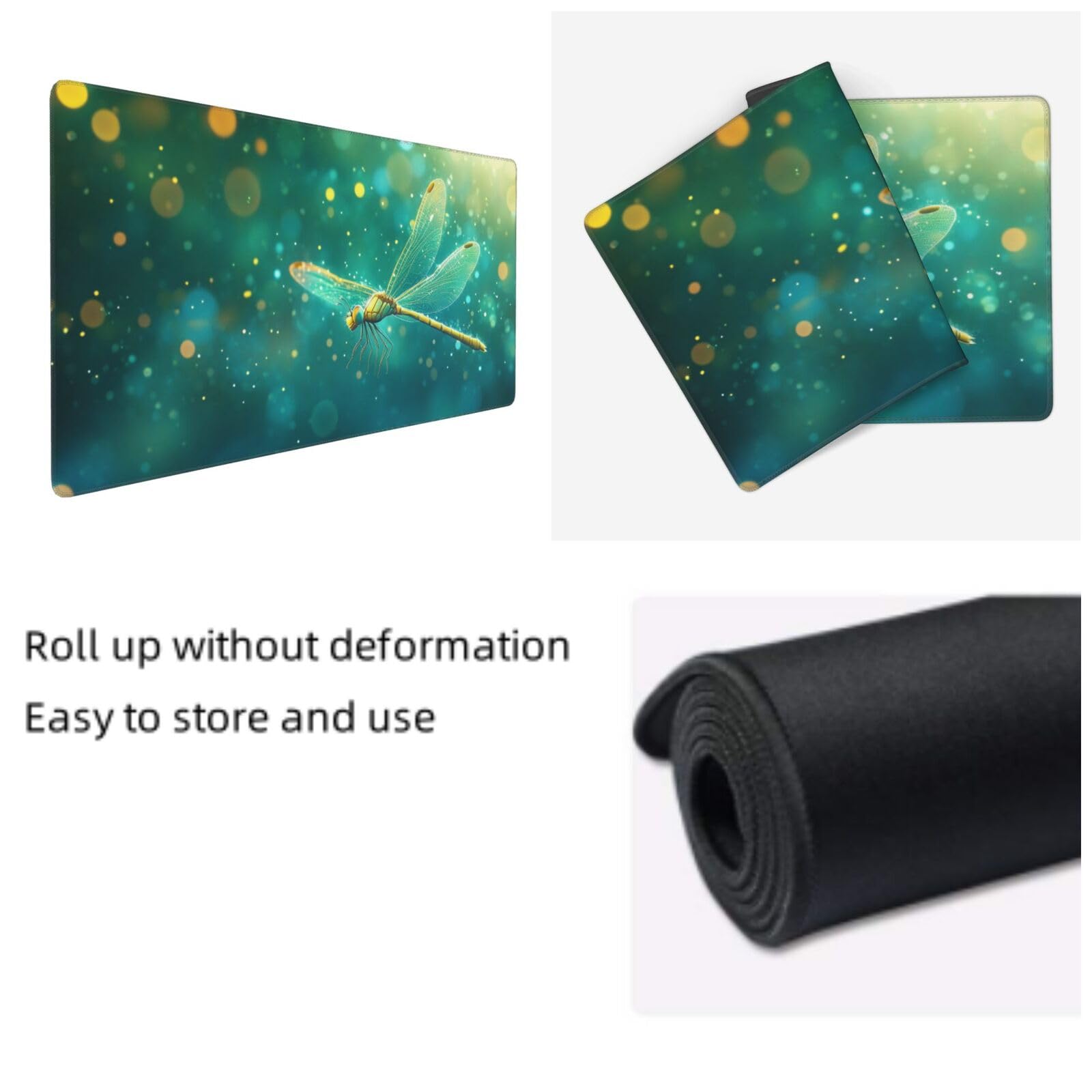 Tapis de Souris XXL 90 x 40 cm, Vert & Libellule Tapis de Bureau G677