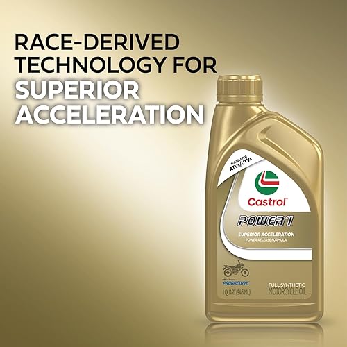 Miniatura 5 de Castrol 06112, aceite sintético para motocicleta de 4 tiempos Power1 5W-40, paquete de 6 botellas de 946 ml