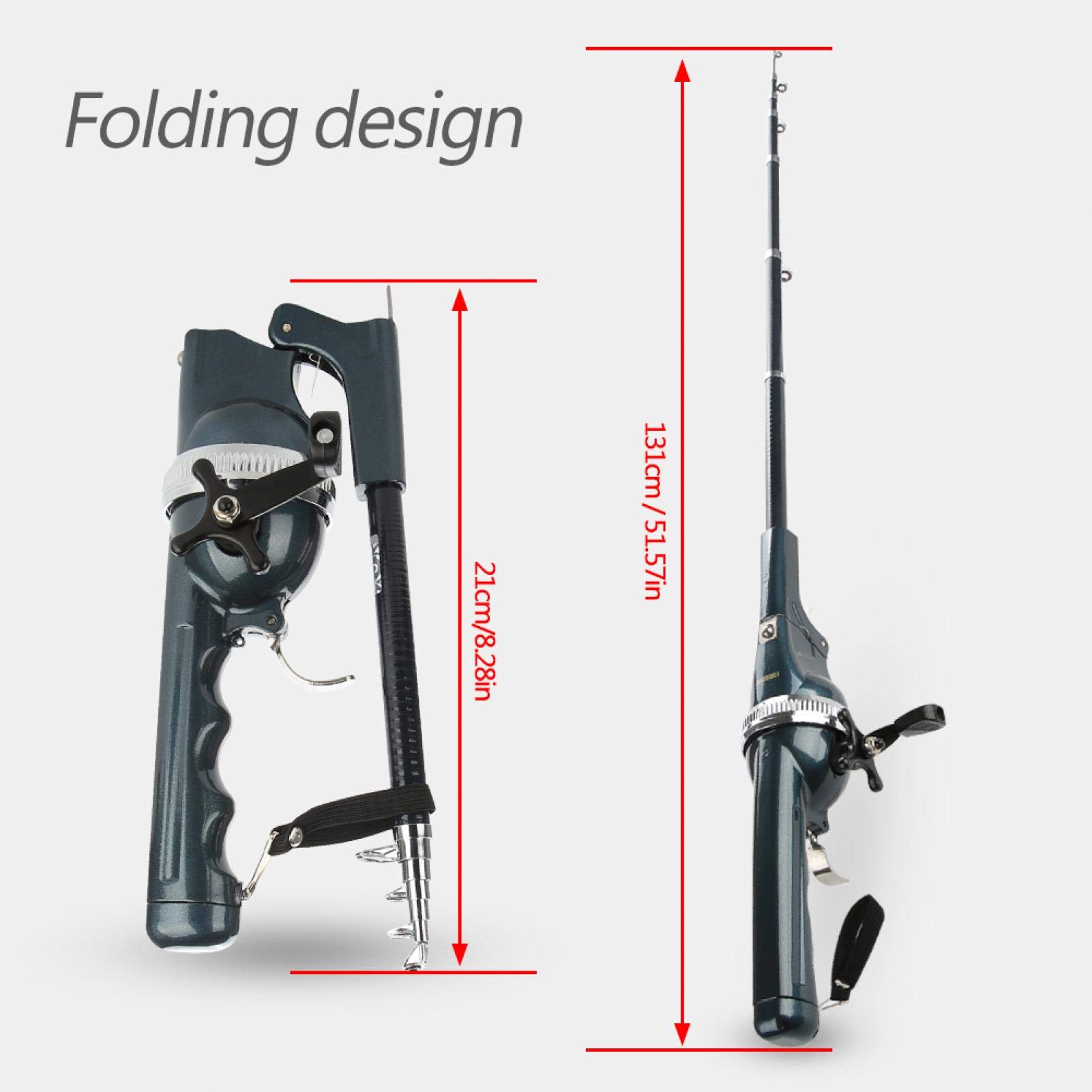 Canne à Pêche Pliable Intégrée Portable avec Moulinet Fermé pour Pêche en Mer, Canne à Pêche Antidérapante avec Accessoires (Hengelhouders)