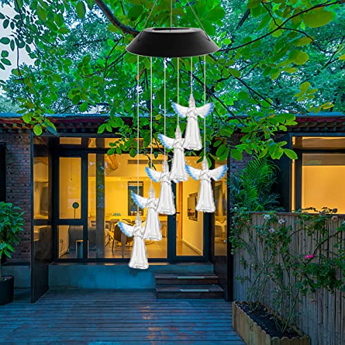 Solar Wind Chime,Wind Chimes Changing Color Led Light Indoor Outdoor Patio Lawn Gardening Gifts Festival Decor For Women Mother Wife Girlfriend Birthday Valentine Gifts (Angel) #TOP2