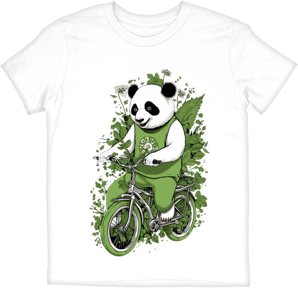 Panda Riding a Bike Kids' T-Shirt - Creative T-Shirt - Printed Tee Shirt for Kids