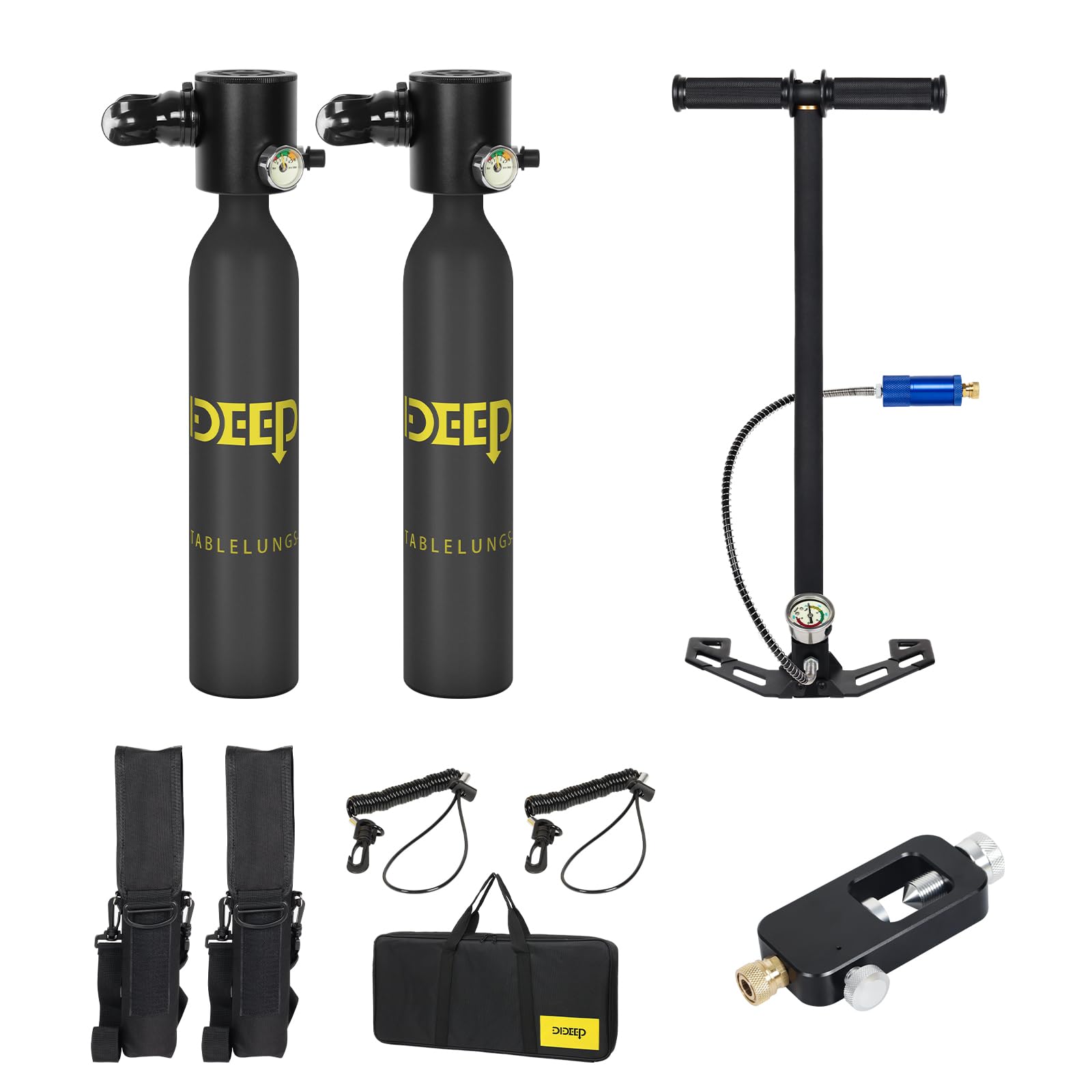 DIDEEPScuba Tank Diving, 0.5L Capacity Mini Scuba Tank,Dive Portable Lungs for 7-10 Minutes Underwater Breathing, Diving Lung Tank Suitable for Emergency Rescue, Underwater Exploration